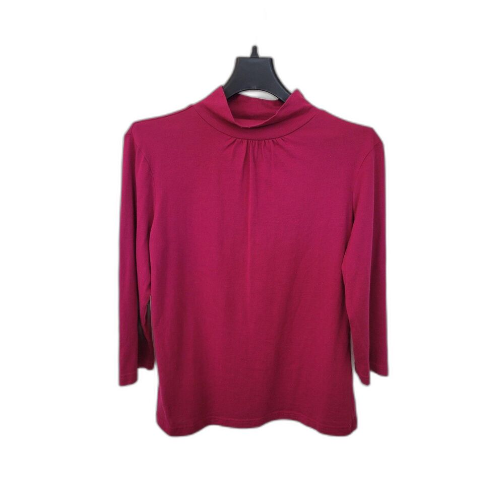 Lilly Pulitzer Pink Silk Pleated Turtleneck 3/4 Sleeves Shirt Blouse